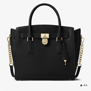 MICHAEL Michael Kors East West Hamilton Large Black Leather Tote